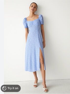 & Other Stories Blue Floral Puff-Sleeve Maxi Dress